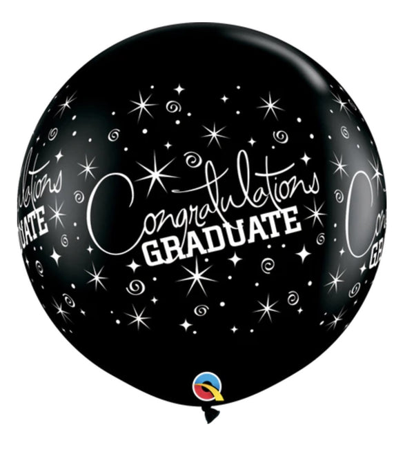 3FT ROUND ONYX BLACK CONGRATULATIONS GRADUATE WRAP PACK OF 2